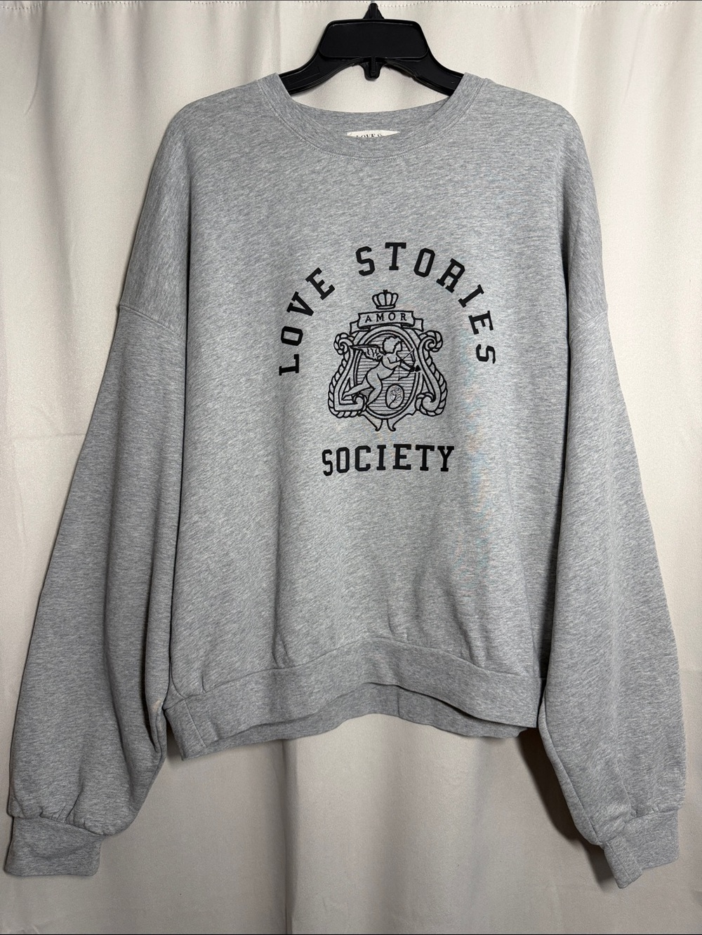 Love Stories Society Sloane Crewneck Sweatshirt Gray Large